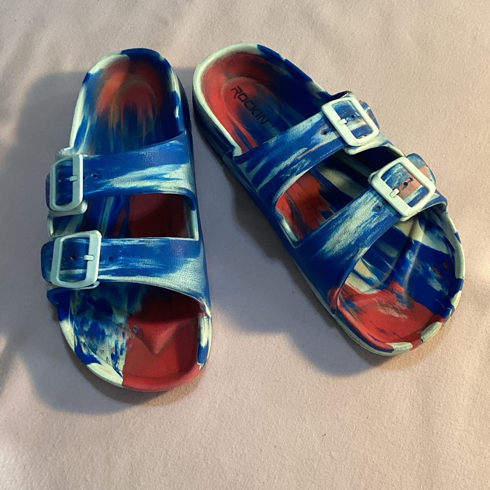 Size 38 Adjustable Red, White & Blue Sandals